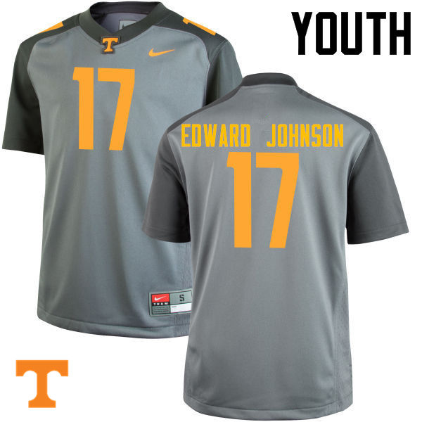 Youth #17 Brandon Edward Johnson Tennessee Volunteers College Football Jerseys-Gray